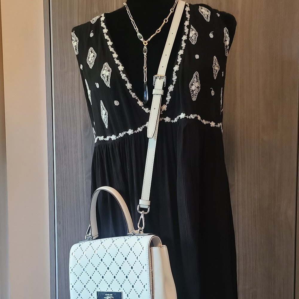Free people Black and white embroidered top NWOT